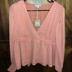 Blu Pepper Coral Swissdot Blouse. Size: Large